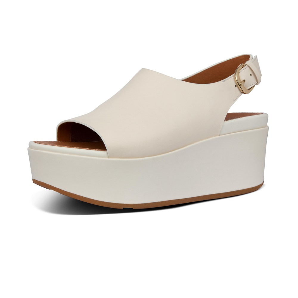 Fitflop Womens Wedge White - Eloise Leather Back-strap - 14OSWEUGB